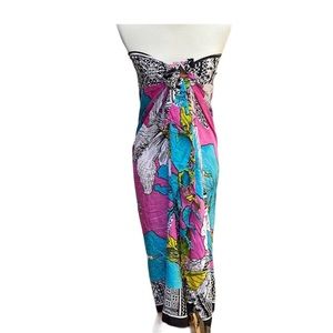 Bali Island Inspired Beach Wrap Sarong Scarf with Wood Holding Piece